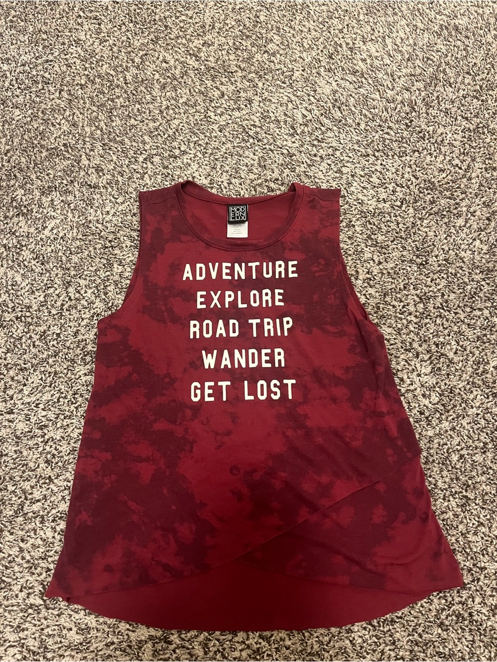 Modern Lux Burgundy Tie-Dye Graphic Tank Top